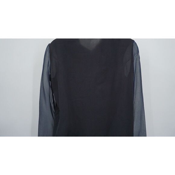 Yigal Azrouel Button Down Shirt Women's Size 4 Black White Colorblock Silk Top - Picture 6 of 11